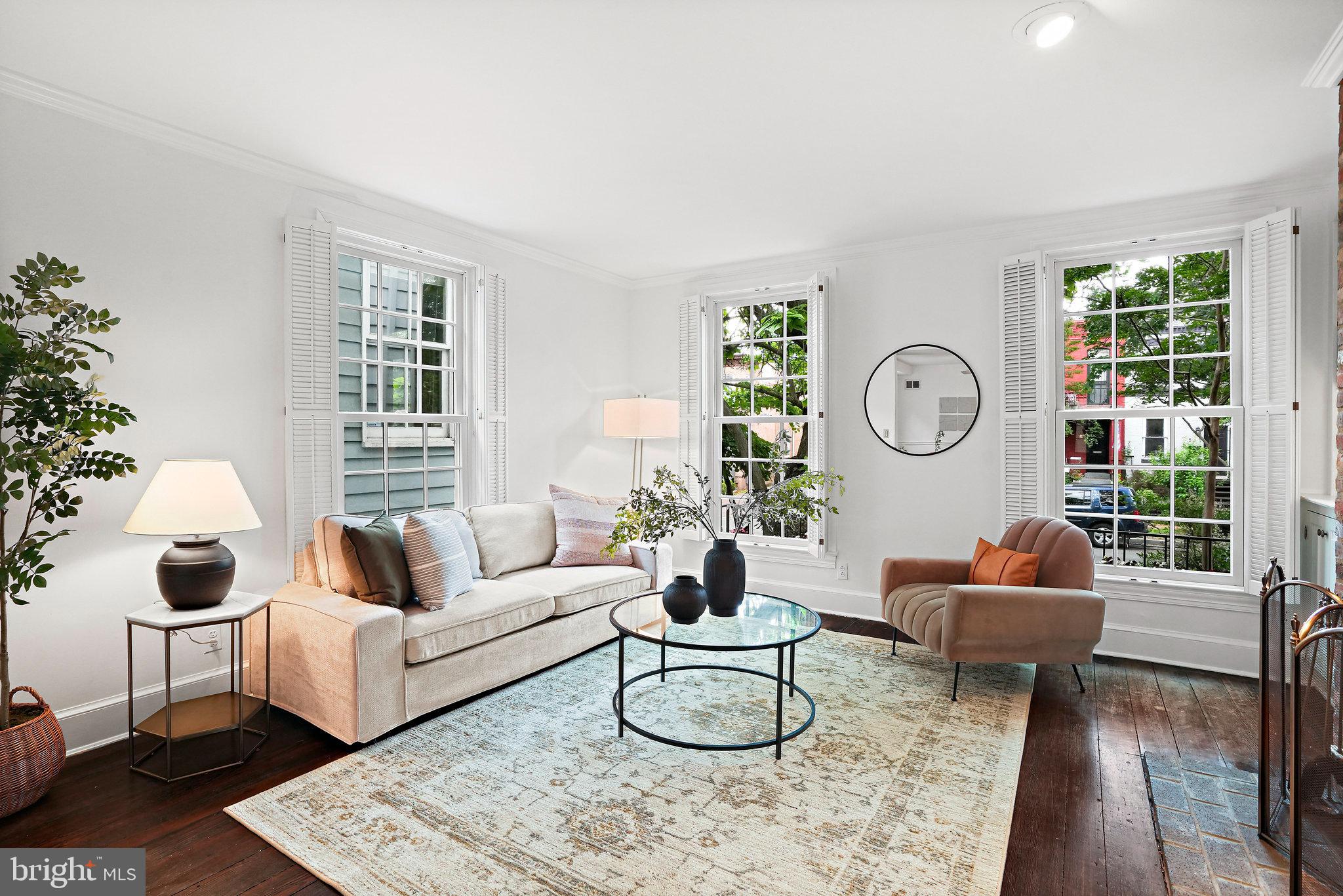 516 9th Street Southeast Washington, DC 20003 - Photo 3 of 35 Spacious LR w/2 exposures, fireplace and built-ins
