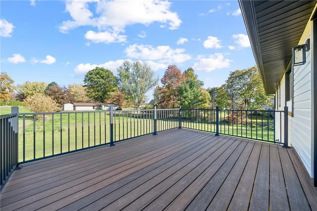 a view of a wooden deck
