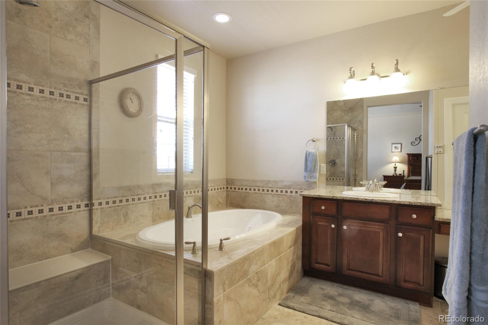 9228 Ridgegate Parkway Lone Tree, CO 80124 - Photo 14 of 32 a bathroom with a tub sink shower and mirror