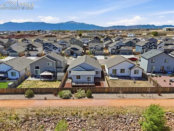 an aerial view of a house