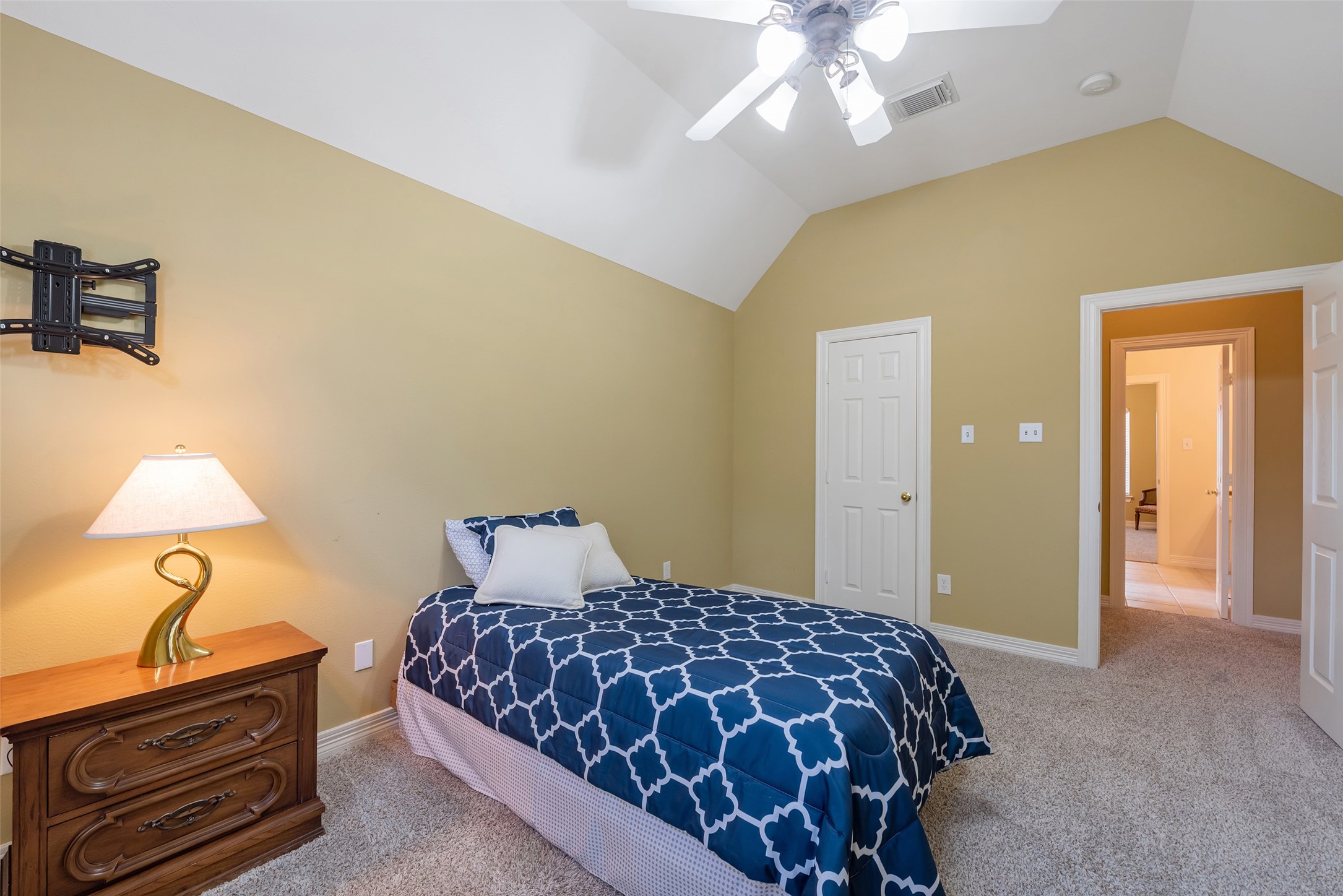 15306 Beecham Drive Houston, TX 77068 - Photo 28 of 48 Bedroom has a walk in closet and easy access to the bathroom across the small hallway.