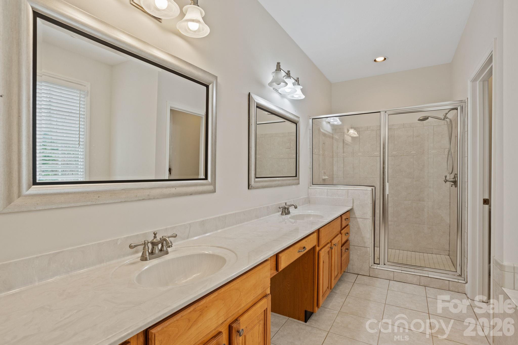 199 Judson Ridge Road Arden, NC 28704 - Photo 28 of 48 a bathroom with a double vanity sink mirror and shower