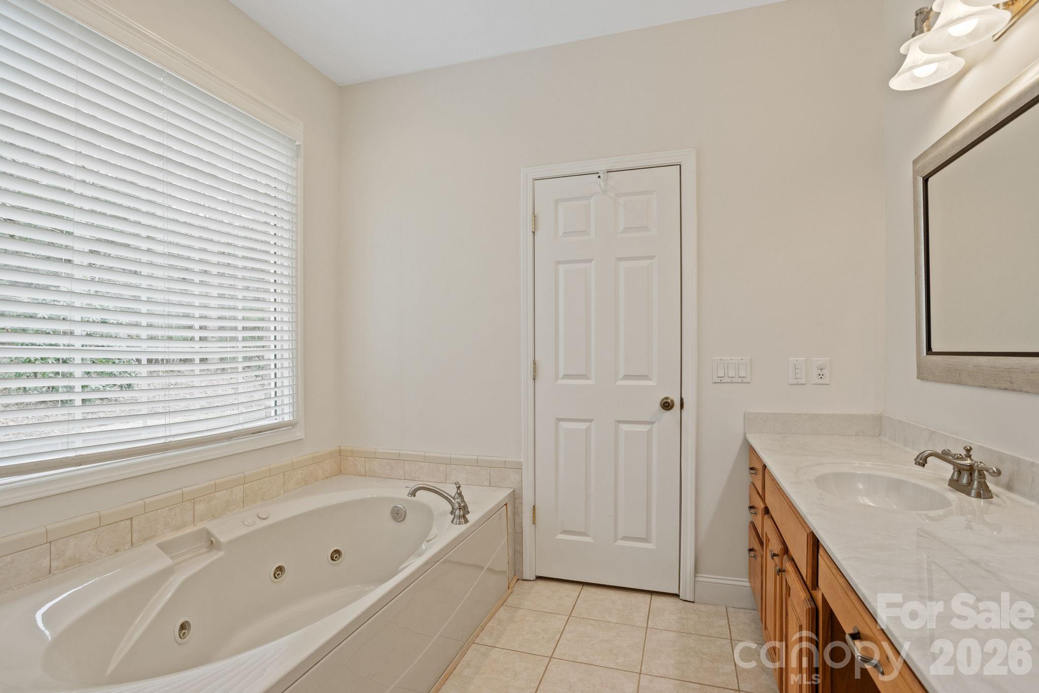 199 Judson Ridge Road Arden, NC 28704 - Photo 29 of 48 a bathroom with a granite countertop tub sink and mirror