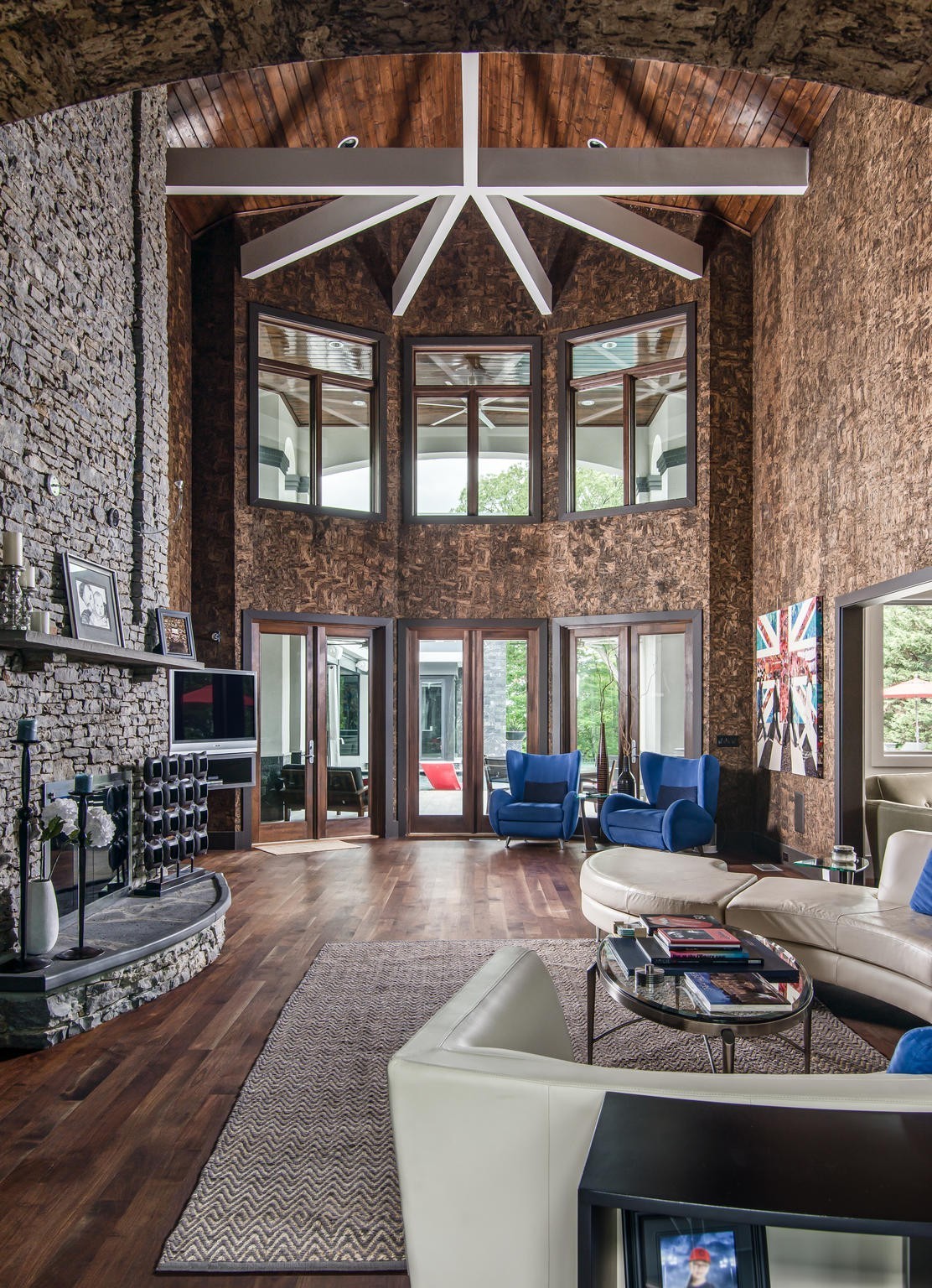 813 Deercrossing Nashville, TN 37220 - Photo 7 of 49 a living room with furniture a fireplace and large windows