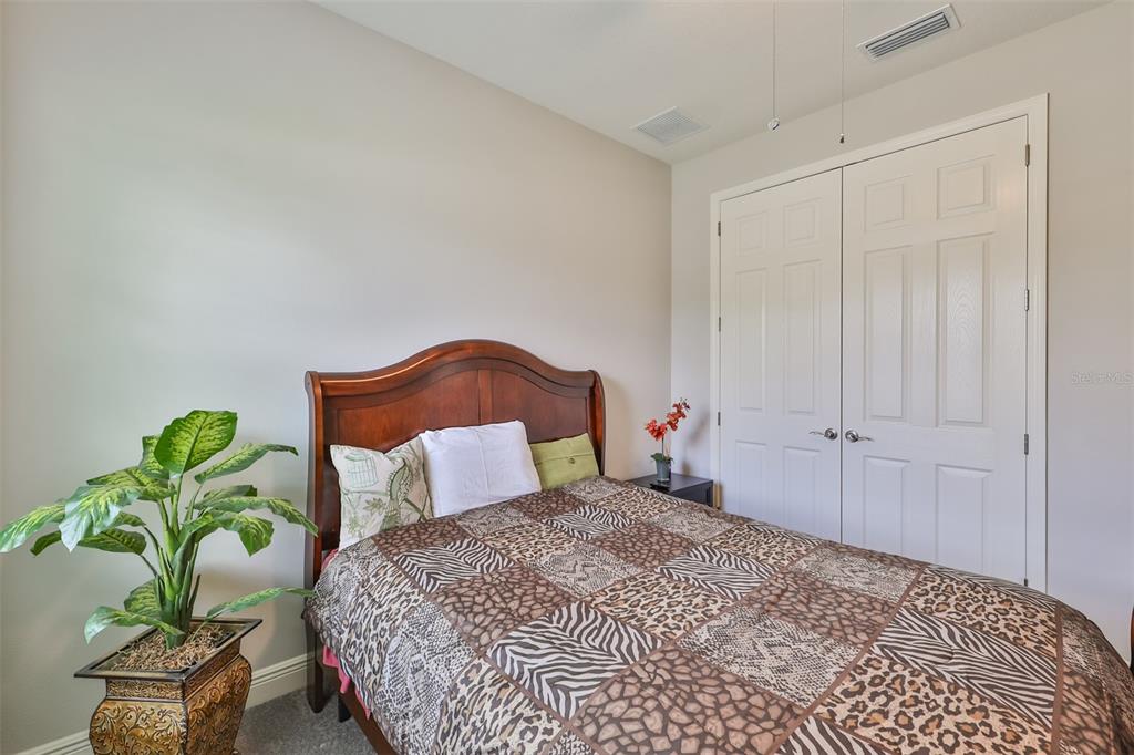 7411 Windport Lane Apollo Beach, FL 33572 - Photo 33 of 71 a bedroom with a bed table and a potted plant