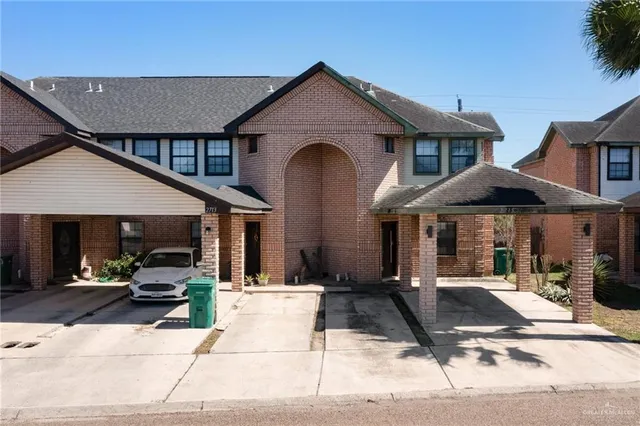 a front view of multiple houses