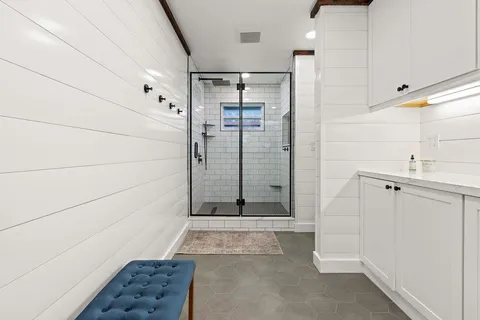 a bathroom with a shower
