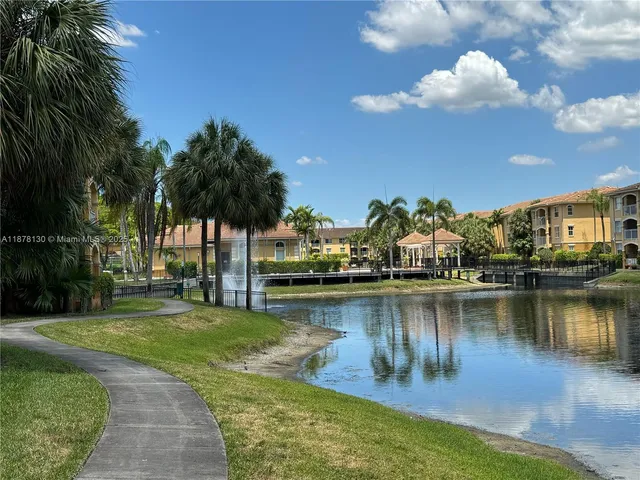a view of a lake with houses