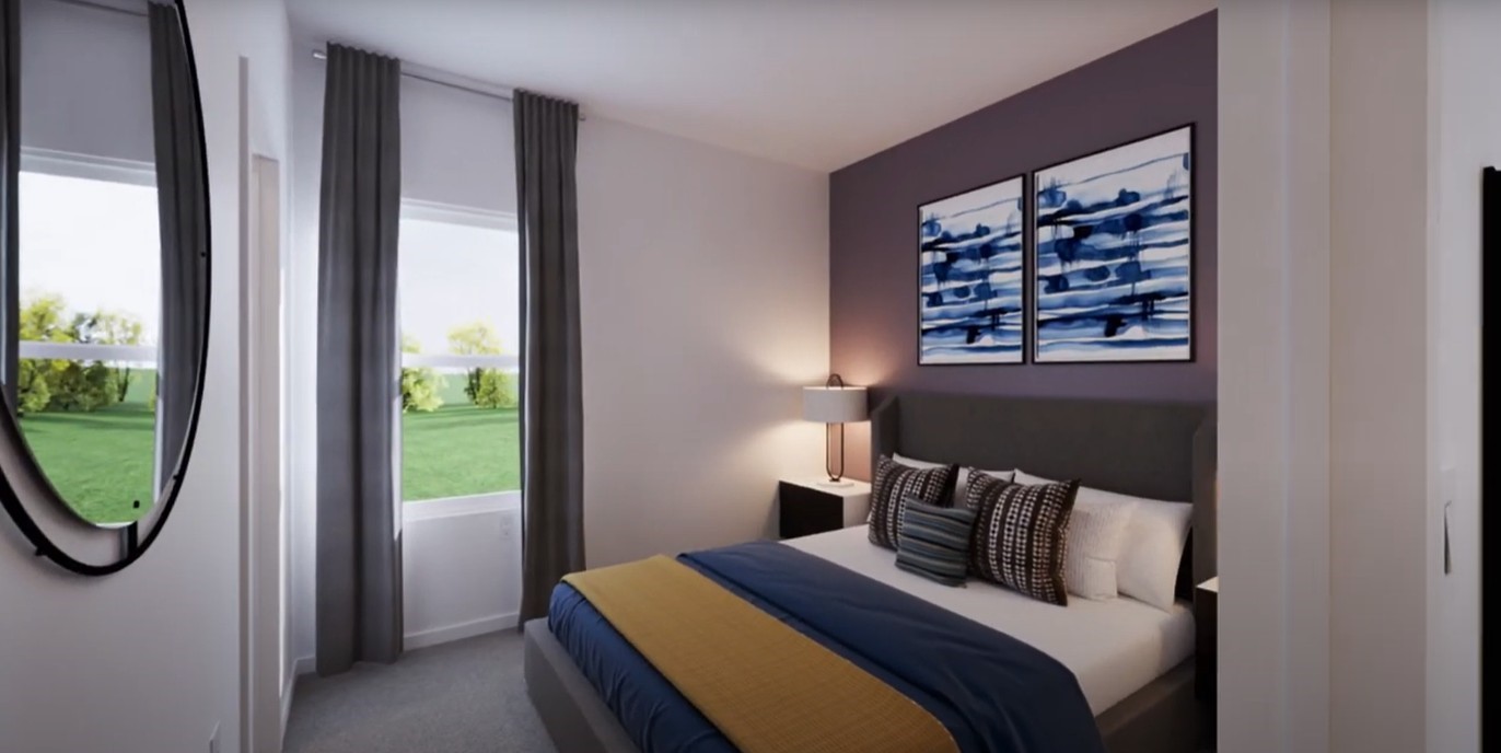 2163 Salinas Drive Rosharon, TX 77583 - Photo 30 of 31 a bedroom with a bed a mirror and a window