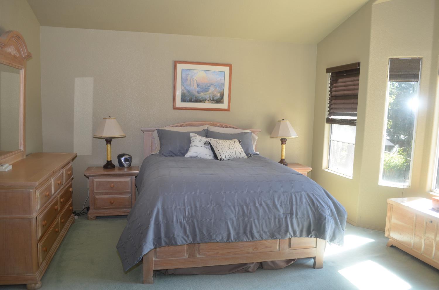 8392 Red Fox Way Elk Grove, CA 95758 - Photo 26 of 30 a bedroom with a bed and a chandelier