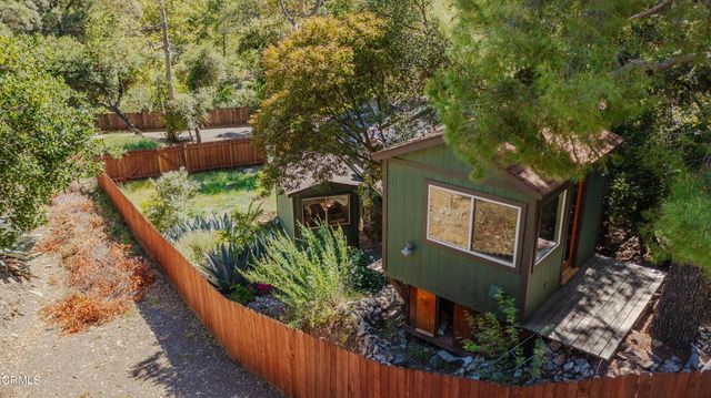 a couple of potted plants in front of a house