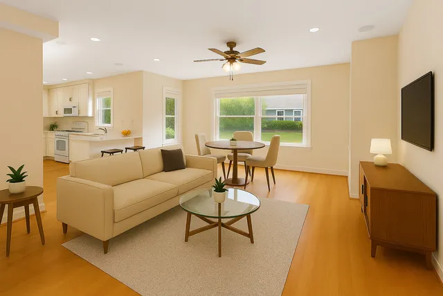 a living room with furniture and a flat screen tv