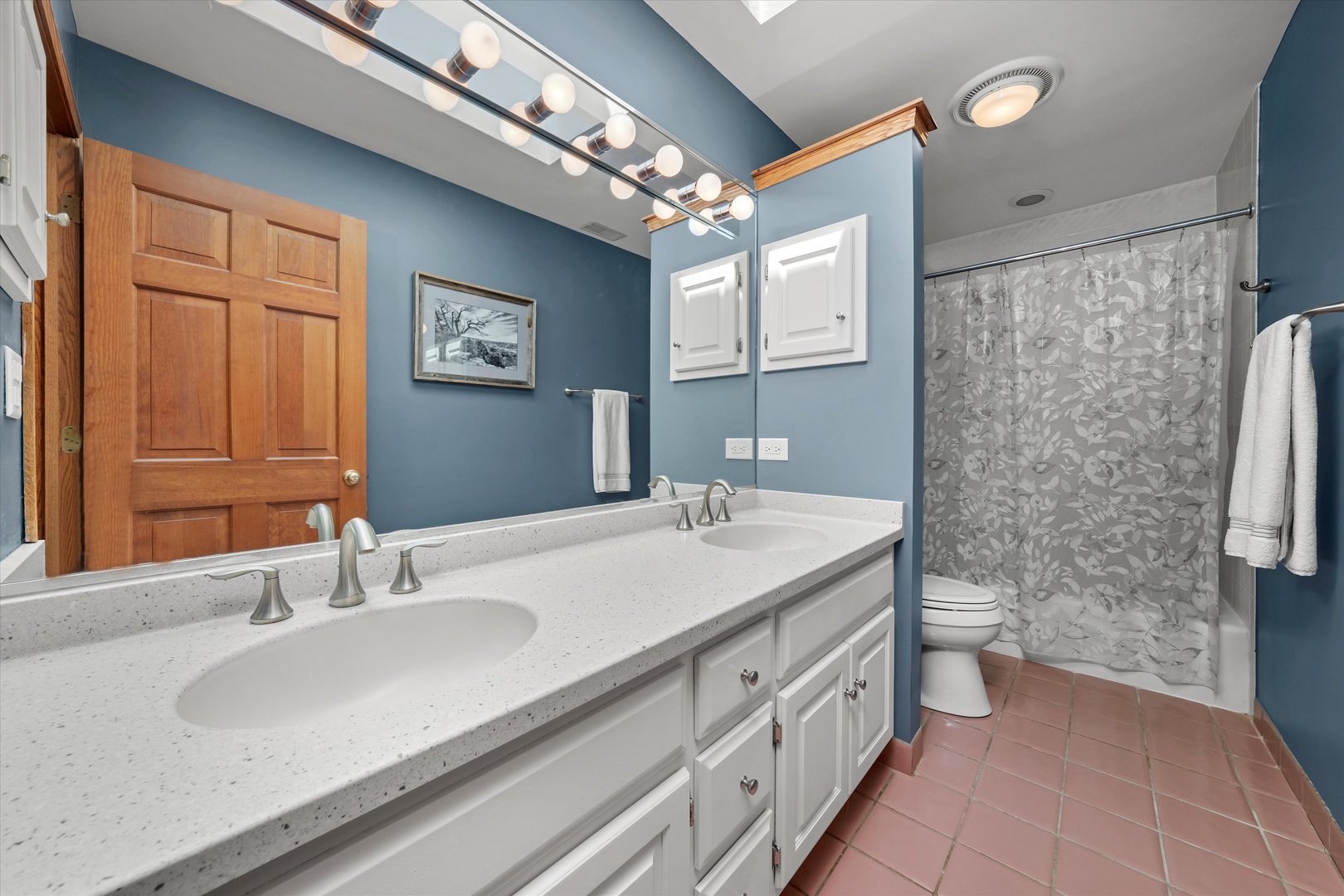 720 Rosedale Terrace Crete, IL 60417 - Photo 18 of 29 a bathroom with a double vanity sink a toilet and a mirror