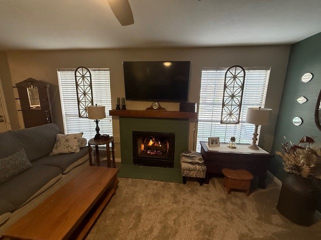 2402 Sycamore Avenue, Unit E3 Huntsville, TX 77340 - Photo 23 of 38 a living room with furniture a flat screen tv and a fireplace