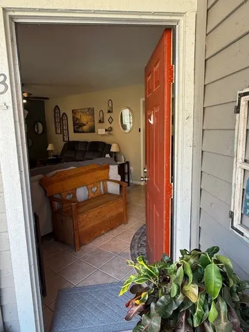 a view of a balcony with an outdoor space