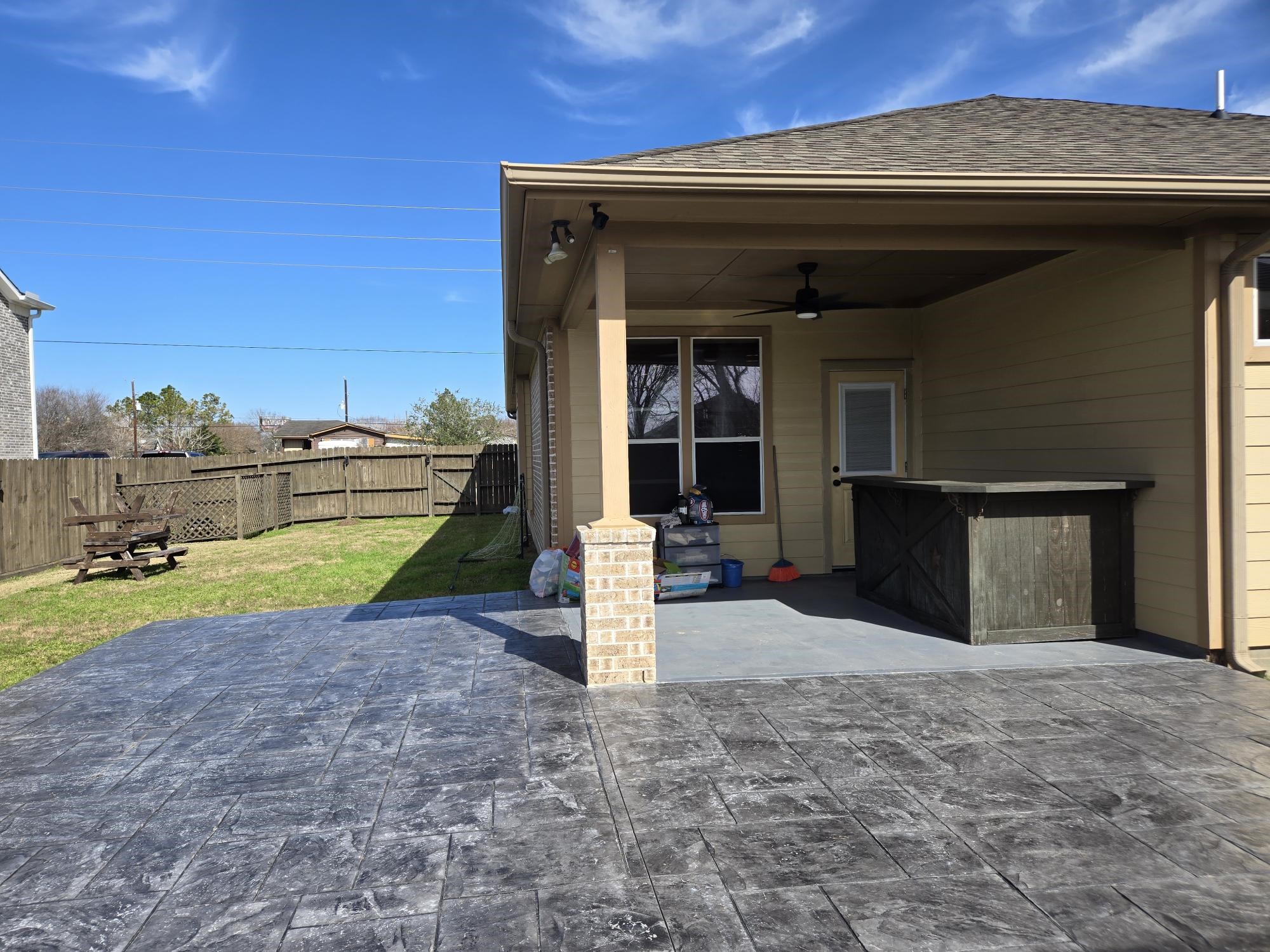 306 Masterson Street Arcola, TX 77583 - Photo 24 of 28 Large Covered Patio. Outdoor Bar and patio inlay slab extended space.