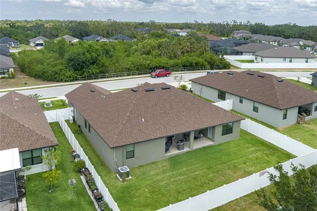 an aerial view of a house