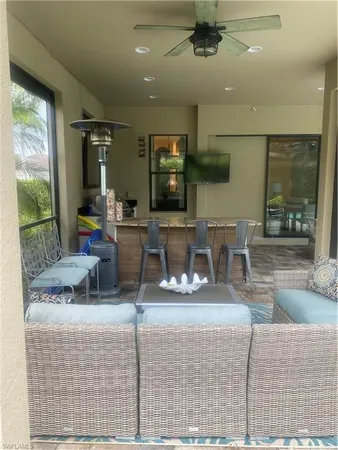 a dining room with furniture