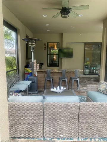 a dining room with furniture