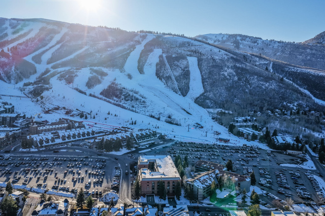 50 Shadow Ridge Road, Unit 4209 Park City, UT 84060 - Photo 41 of 50 Snow-covered mountain terrain with visible ski runs, surrounding residential structures, and extensive parking areas
