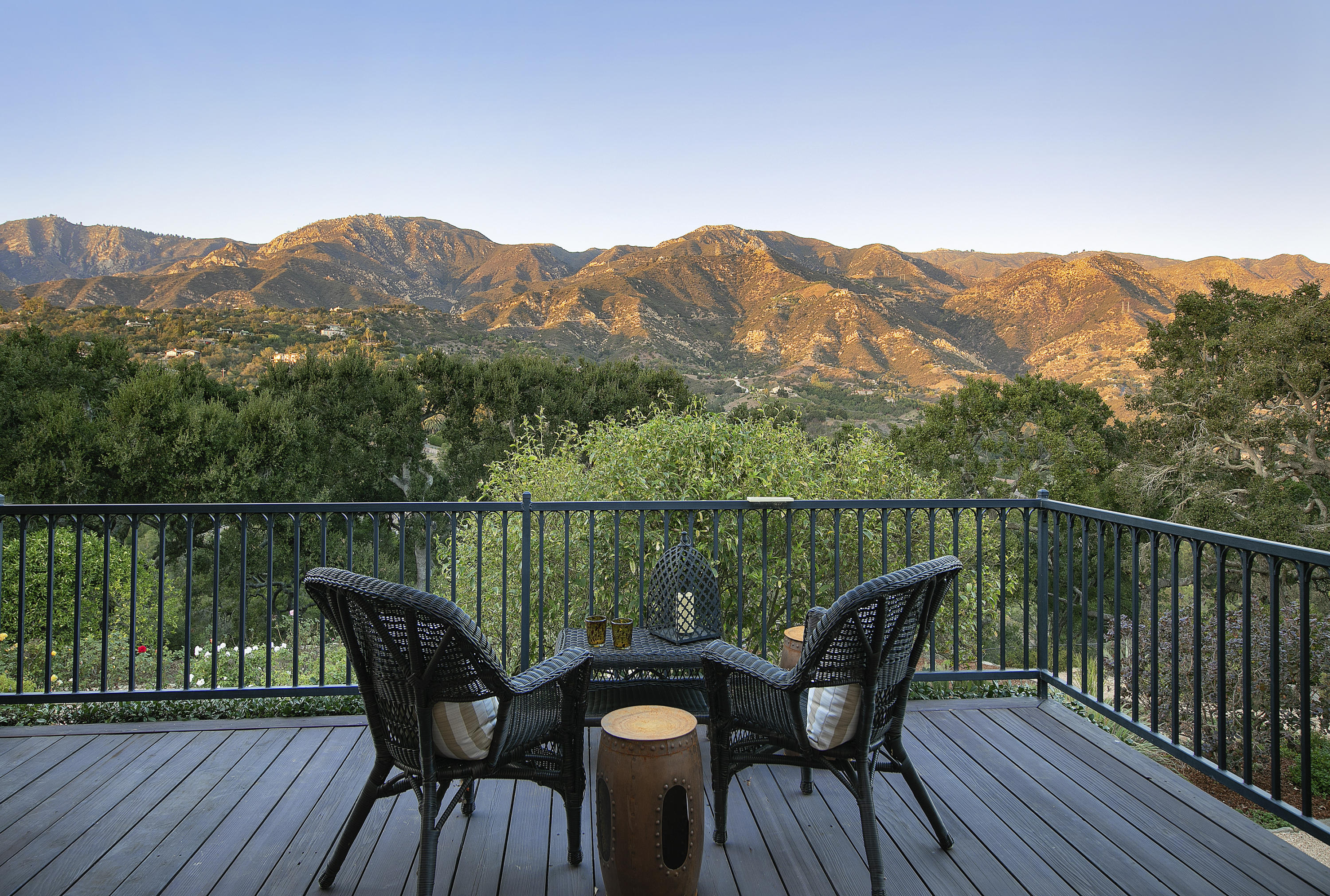 1025 Mission Ridge Road Santa Barbara, CA 93103 - Photo 8 of 10 a view of a balcony with mountain and wooden floor