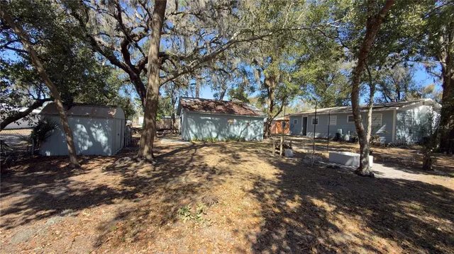 a view of a yard with a tree
