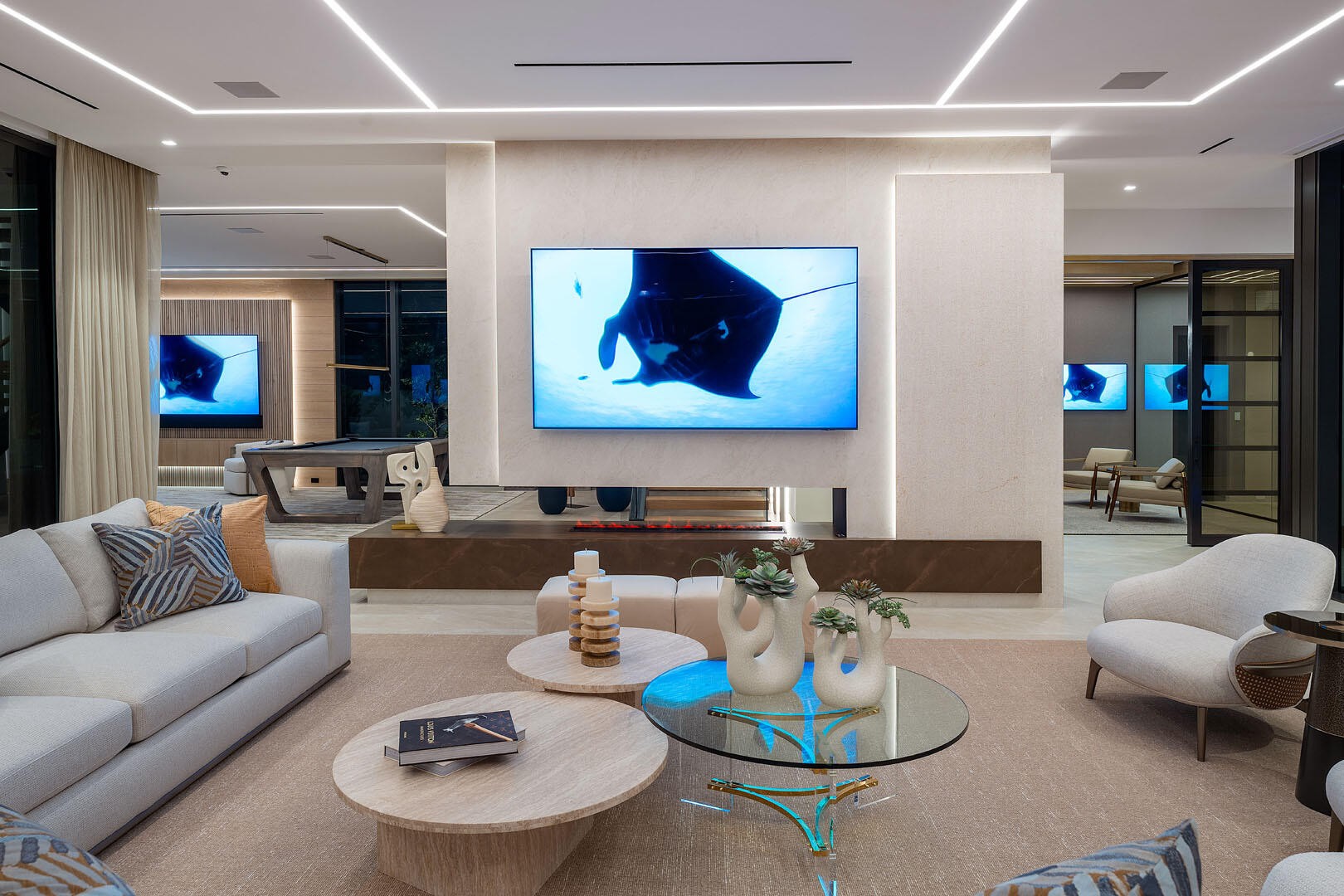 1520 Royal Palm Way Boca Raton, FL 33432 - Photo 79 of 100 a living room with furniture and a view of kitchen