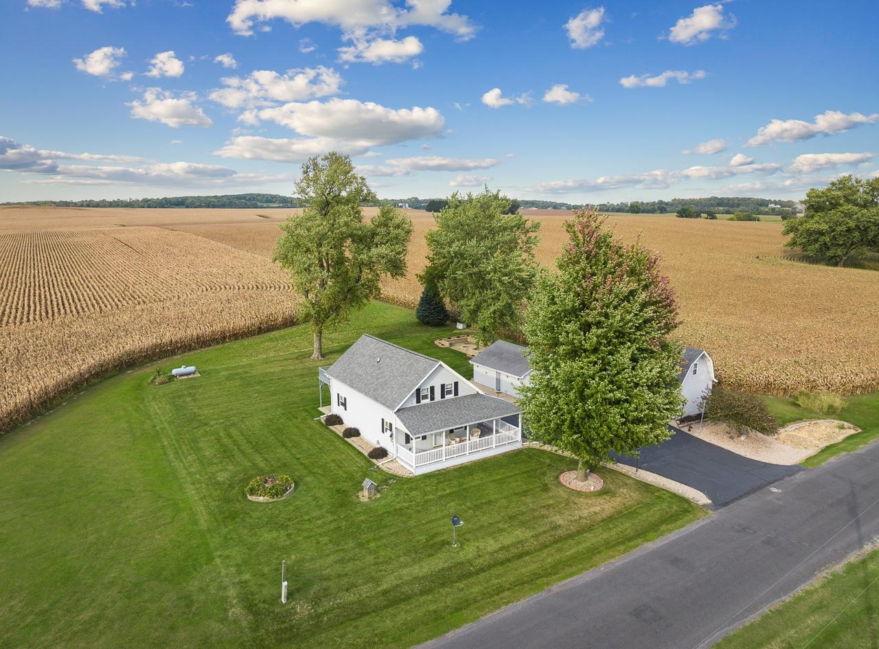 a view of a lake with a big yard