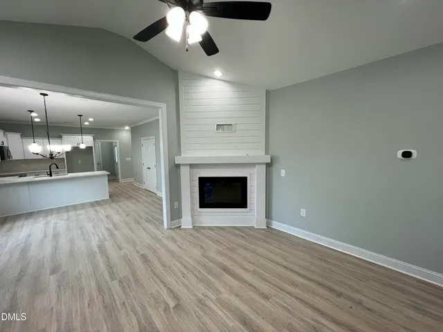 a living room with a large window