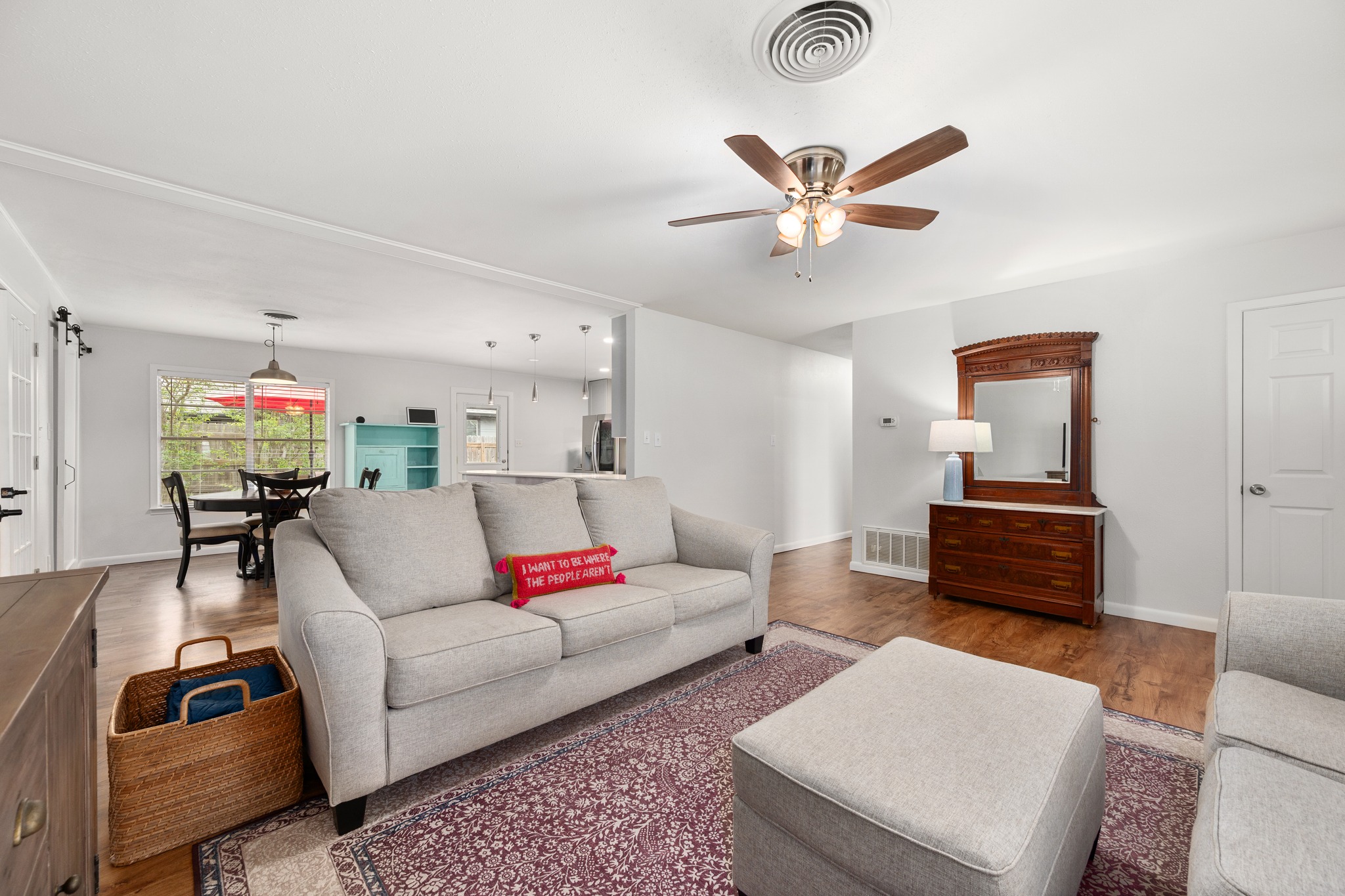 509 East 17th Street Georgetown, TX 78626 - Photo 4 of 40 Updates include: Addition with full bath and separate entrance, updated kitchen, privacy fence, paver patio, coffee bar, fresh interior and exterior paint, carpet, ceiling fans and a new back door