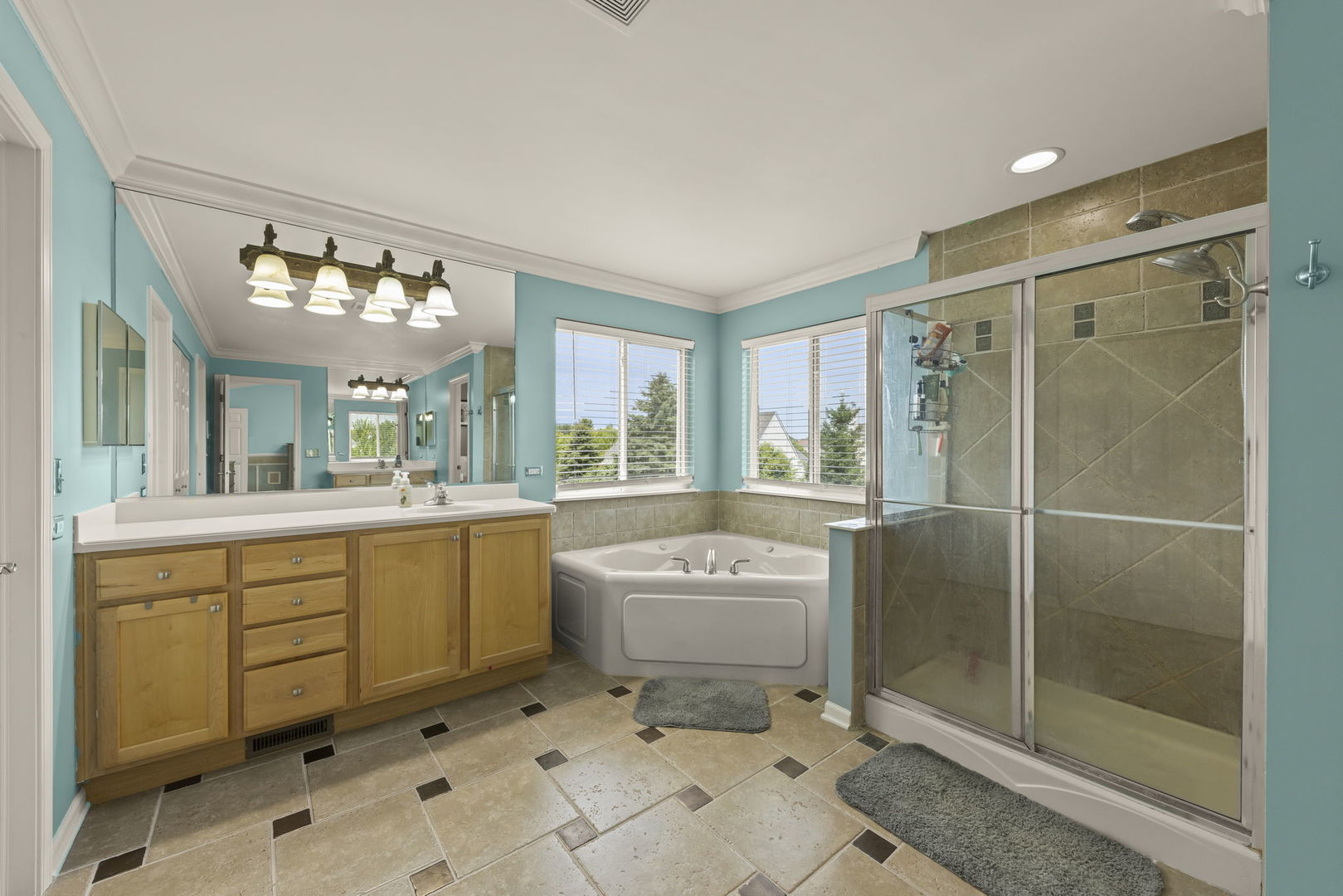119 Reston Court Sycamore, IL 60178 - Photo 24 of 36 a spacious bathroom with a shower sink and mirror