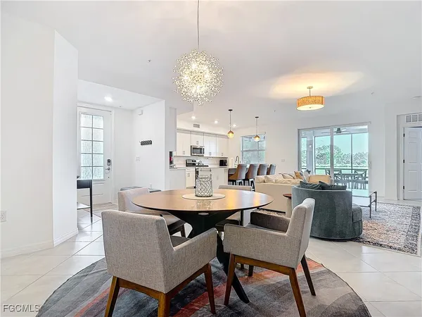 a view of a dining room and livingroom view