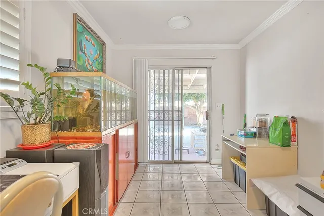 a room with a bed and a table