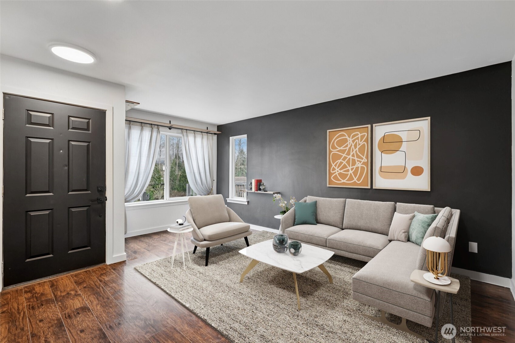 2210 Grade Road, Unit 7 Lake Stevens, WA 98258 - Photo 4 of 27 a living room with furniture and a large window