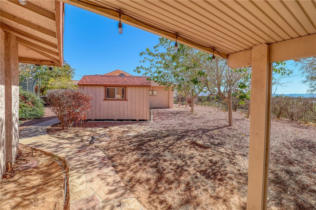20430 Rancherias Road Apple Valley, CA 92307 - Photo 36 of 48 a view of a backyard with a plants and large tree