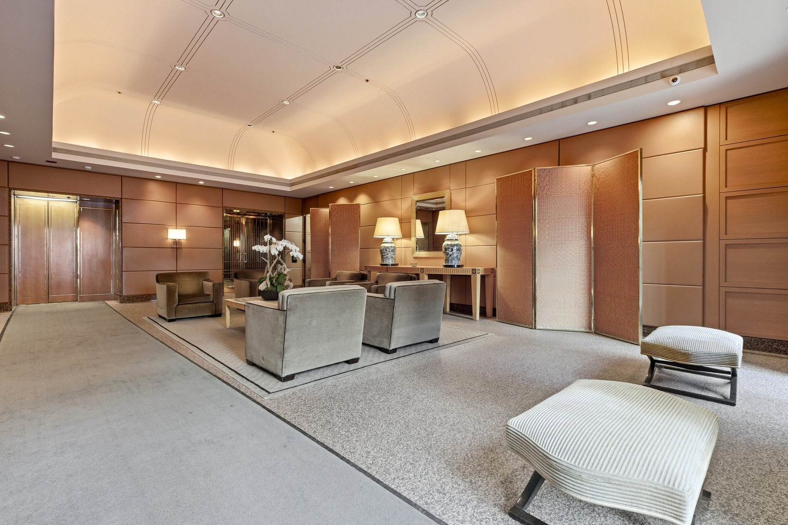 161 East Chicago Avenue, Unit 53A Chicago, IL 60611 - Photo 40 of 47 a living room with furniture a kitchen view and a large window