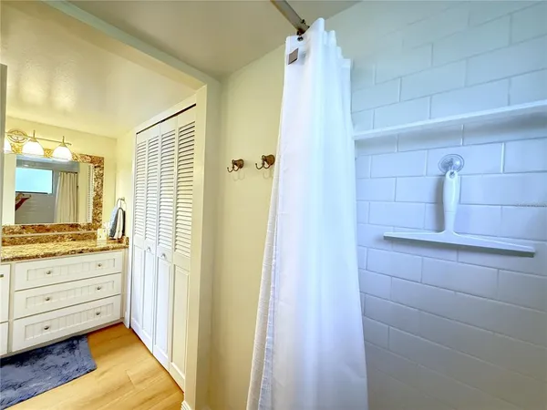 a bathroom with a shower