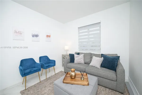 a living room with furniture