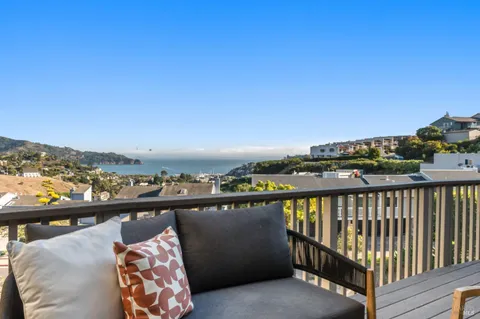 a view of city from a balcony