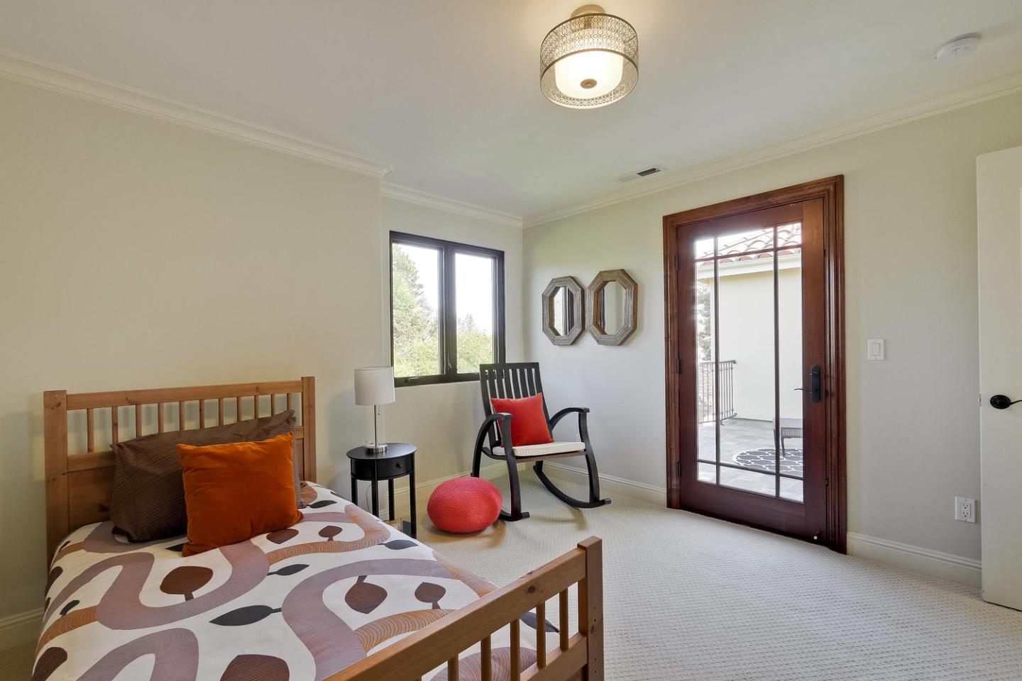 1725 Newell Road Palo Alto, CA 94303 - Photo 31 of 47 a bedroom with a bed and wooden floor