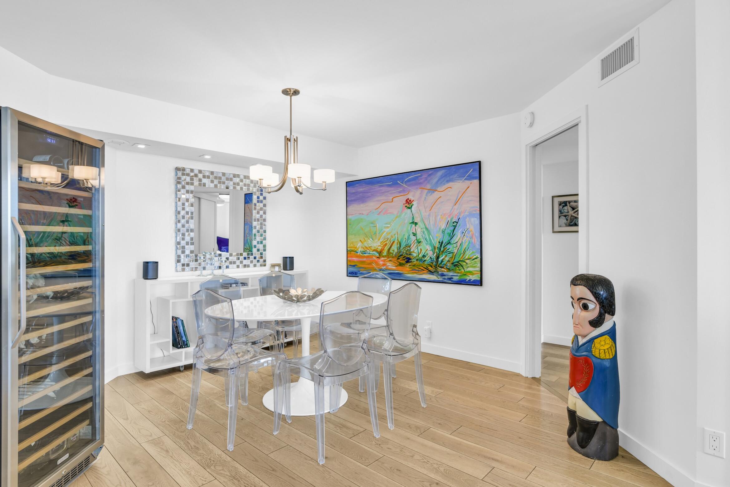 500 South Ocean Boulevard, Unit 1905 Boca Raton, FL 33432 - Photo 18 of 73 a view of a dining room with furniture and chandelier