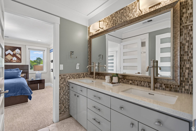 12308 Mariah Circle Draper, UT 84020 - Photo 85 of 293 Dual vanity with a white countertop and rectangular undermount sinks
