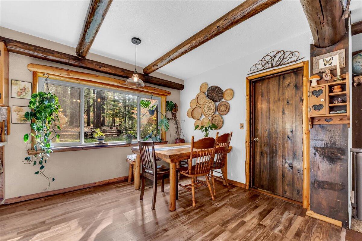 29104 Johnson Road Montgomery Creek, CA 96065 - Photo 38 of 137 a view of a dining room with furniture window and outside view