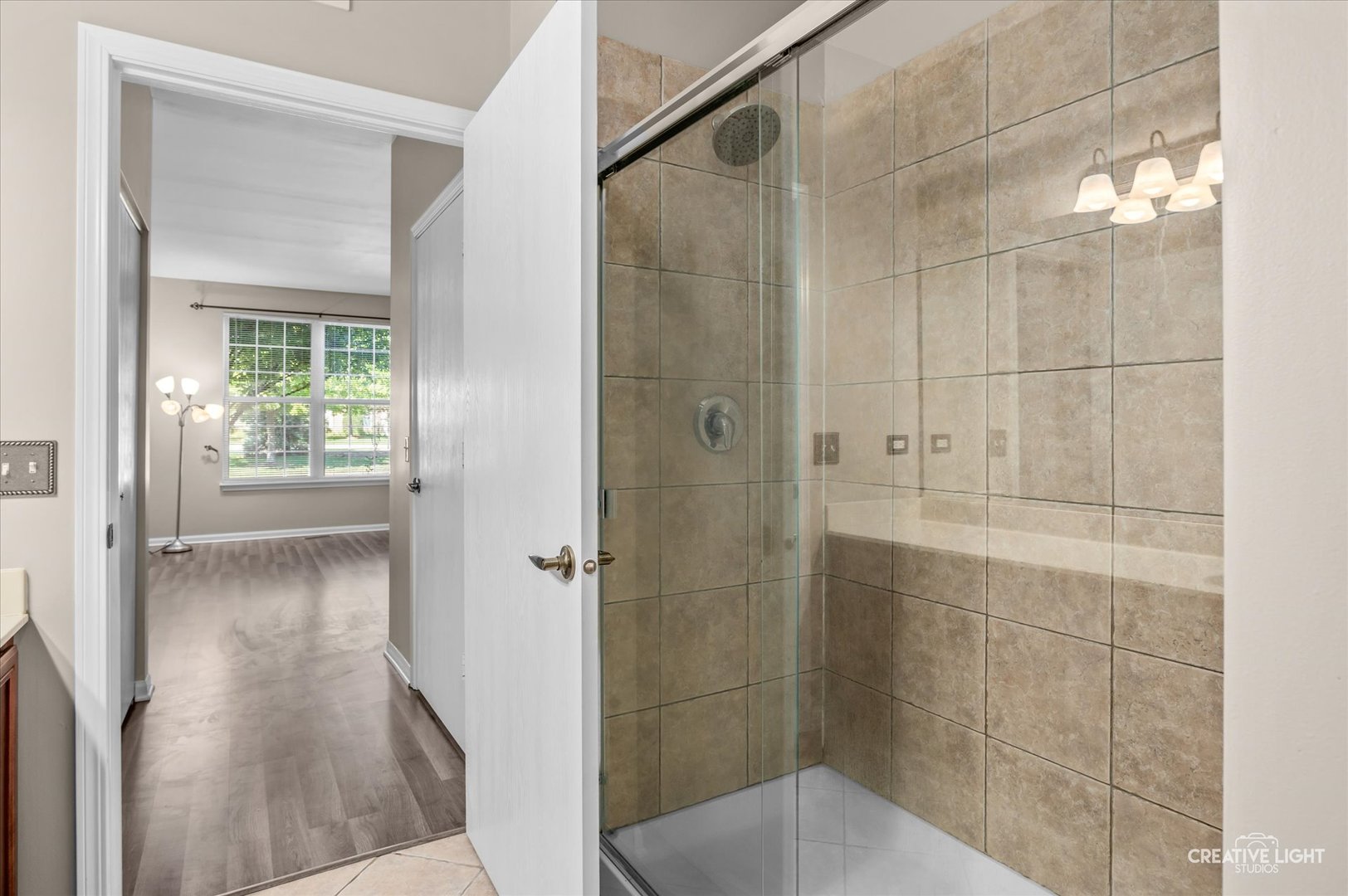 8814 Concord Lane, Unit H Justice, IL 60458 - Photo 12 of 17 a bathroom with a shower