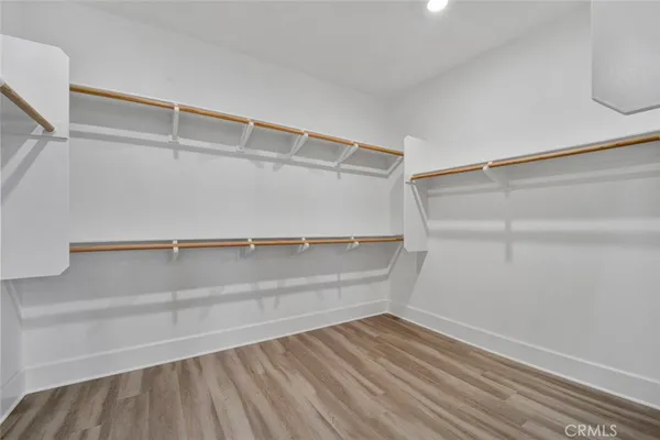 a view of an empty walk in closet