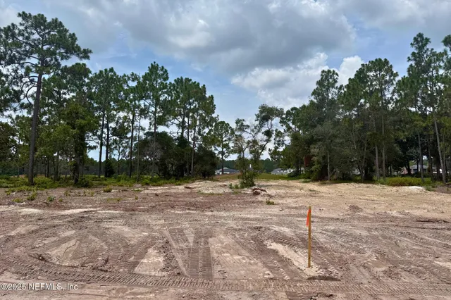 a backyard of a house with lots of trees