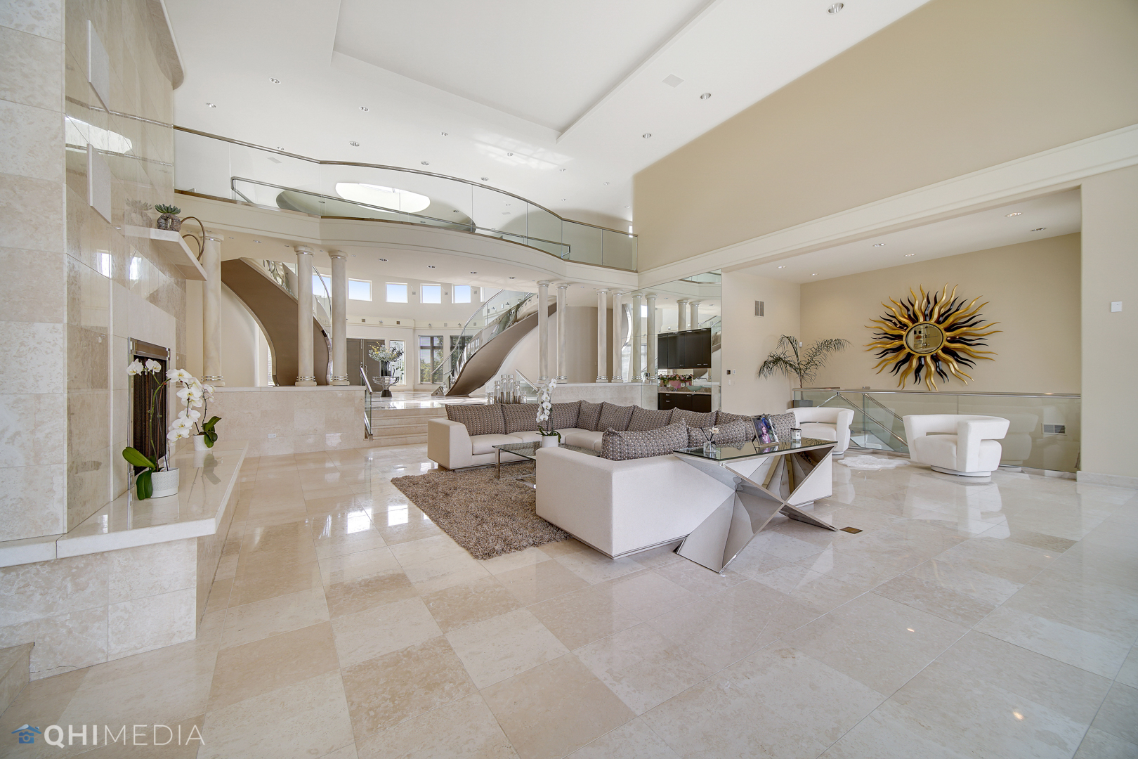 Undisclosed Address Oak Brook, IL 60523 - Photo 46 of 65 a living room with couches and a dining table with wooden floor