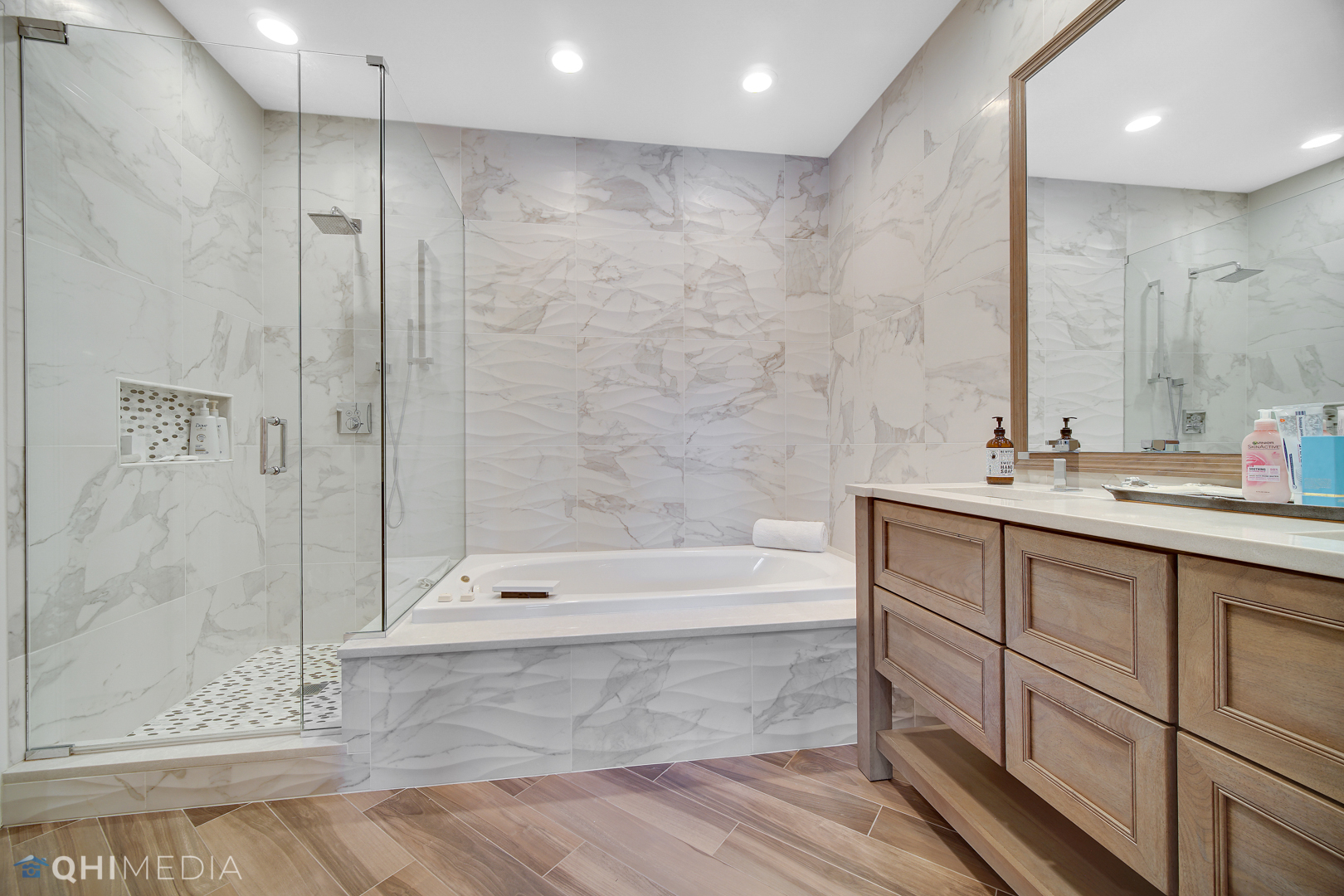 Undisclosed Address Oak Brook, IL 60523 - Photo 54 of 65 a bathroom with a double vanity sink toilet and shower