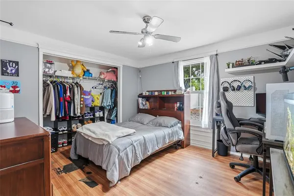 a view of a hallway with closet