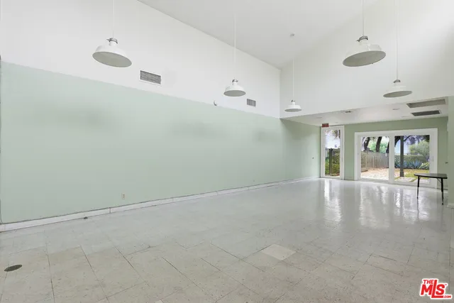 a garden view with a sitting space